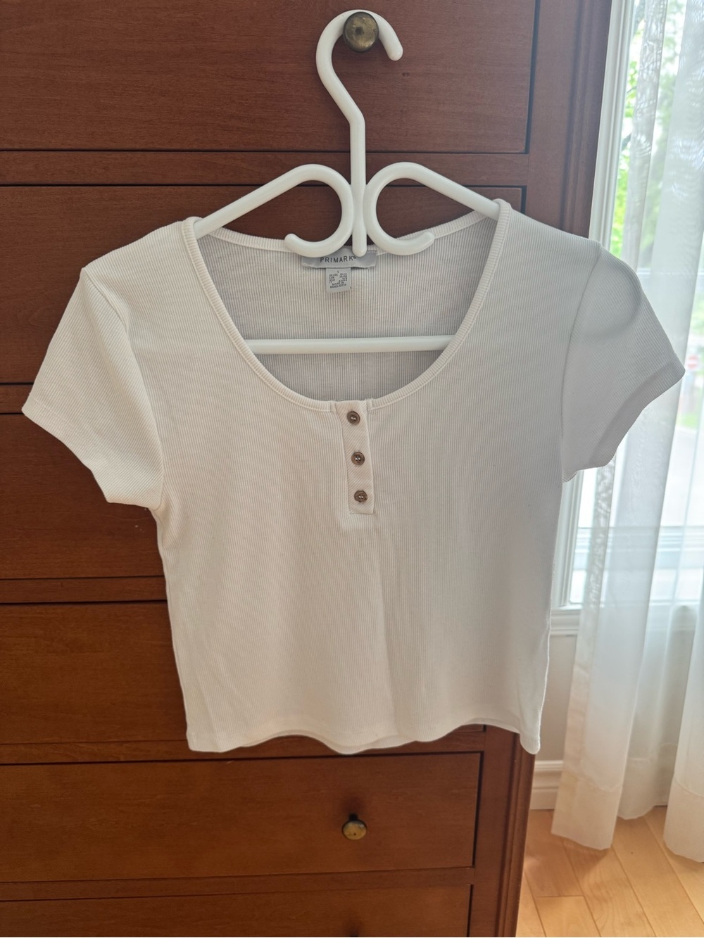 White Ribbed Crop Tee Shirt (S)